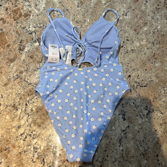 Hollister Blue Daisy One-Piece Cutout Swimsuit - Picture 2 of 3